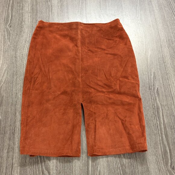 Vintage Rust Orange Danier Suede Suit with matching Jacket & Pencil Skirt M/6 - Picture 2 of 6